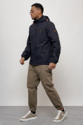 Оптом Куртка спортивная мужская весенняя с капюшоном темно-синего цвета 88021TS в Казани, фото 7
