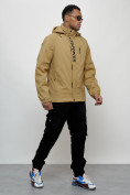 Оптом Куртка спортивная мужская весенняя с капюшоном бежевого цвета 88022B в Казани, фото 10