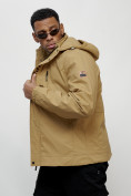 Оптом Куртка спортивная мужская весенняя с капюшоном бежевого цвета 88022B в Казани, фото 5