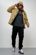 Оптом Куртка спортивная мужская весенняя с капюшоном бежевого цвета 88022B в Казани, фото 6