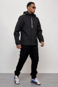 Оптом Куртка спортивная мужская весенняя с капюшоном черного цвета 88022Ch в Казани, фото 12