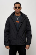 Оптом Куртка спортивная мужская весенняя с капюшоном черного цвета 88022Ch в Екатеринбурге, фото 5