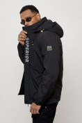 Оптом Куртка спортивная мужская весенняя с капюшоном черного цвета 88022Ch в Казани, фото 9