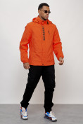 Оптом Куртка спортивная мужская весенняя с капюшоном оранжевого цвета 88022O в Казани, фото 12