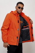 Оптом Куртка спортивная мужская весенняя с капюшоном оранжевого цвета 88022O в Казани, фото 5