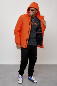 Оптом Куртка спортивная мужская весенняя с капюшоном оранжевого цвета 88022O в Казани, фото 8