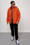 Оптом Куртка спортивная мужская весенняя с капюшоном оранжевого цвета 88022O в Казани, фото 9