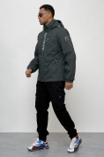 Оптом Куртка спортивная мужская весенняя с капюшоном темно-серого цвета 88022TC в Екатеринбурге, фото 2