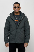 Оптом Куртка спортивная мужская весенняя с капюшоном темно-серого цвета 88022TC в Казани, фото 6