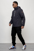 Оптом Куртка спортивная мужская весенняя с капюшоном темно-синего цвета 88022TS в Казани, фото 10