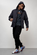 Оптом Куртка спортивная мужская весенняя с капюшоном темно-синего цвета 88022TS в Казани, фото 7