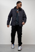 Оптом Куртка спортивная мужская весенняя с капюшоном темно-синего цвета 88022TS в Казани, фото 8
