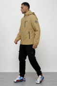 Оптом Куртка спортивная мужская весенняя с капюшоном бежевого цвета 88023B в Казани, фото 2