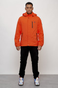Оптом Куртка спортивная мужская весенняя с капюшоном оранжевого цвета 88023O в Казани, фото 10
