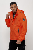Оптом Куртка спортивная мужская весенняя с капюшоном оранжевого цвета 88023O в Екатеринбурге, фото 2
