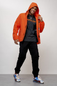 Оптом Куртка спортивная мужская весенняя с капюшоном оранжевого цвета 88023O в Казани, фото 8
