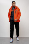 Оптом Куртка спортивная мужская весенняя с капюшоном оранжевого цвета 88023O в Казани, фото 9