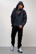 Оптом Куртка спортивная мужская весенняя с капюшоном темно-серого цвета 88023TC в Казани, фото 10