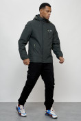 Оптом Куртка спортивная мужская весенняя с капюшоном темно-серого цвета 88023TC в Казани, фото 13