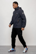 Оптом Куртка спортивная мужская весенняя с капюшоном темно-синего цвета 88023TS в Казани, фото 2