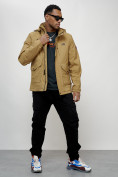 Оптом Куртка спортивная мужская весенняя с капюшоном бежевого цвета 88025B в Казани, фото 13