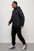 Оптом Куртка спортивная мужская весенняя с капюшоном черного цвета 88025Ch в Казани, фото 7