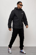 Оптом Куртка спортивная мужская весенняя с капюшоном черного цвета 88025Ch в Екатеринбурге, фото 8
