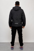 Оптом Куртка спортивная мужская весенняя с капюшоном черного цвета 88025Ch в Казани, фото 9