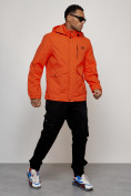 Оптом Куртка спортивная мужская весенняя с капюшоном оранжевого цвета 88025O в Казани, фото 12