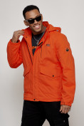 Оптом Куртка спортивная мужская весенняя с капюшоном оранжевого цвета 88025O в Казани, фото 2