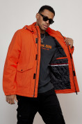 Оптом Куртка спортивная мужская весенняя с капюшоном оранжевого цвета 88025O в Казани, фото 5
