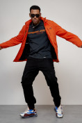 Оптом Куртка спортивная мужская весенняя с капюшоном оранжевого цвета 88025O в Казани, фото 8