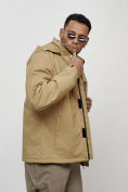 Оптом Куртка спортивная мужская весенняя с капюшоном бежевого цвета 88026B в Екатеринбурге, фото 13