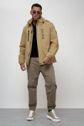 Оптом Куртка спортивная мужская весенняя с капюшоном бежевого цвета 88026B в Казани, фото 17
