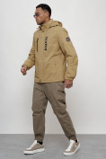 Оптом Куртка спортивная мужская весенняя с капюшоном бежевого цвета 88026B в Казани, фото 2