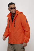 Оптом Куртка спортивная мужская весенняя с капюшоном оранжевого цвета 88026O в Екатеринбурге, фото 2