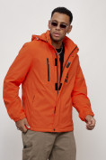 Оптом Куртка спортивная мужская весенняя с капюшоном оранжевого цвета 88026O в Казани, фото 3