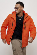 Оптом Куртка спортивная мужская весенняя с капюшоном оранжевого цвета 88026O в Казани, фото 4
