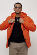 Оптом Куртка спортивная мужская весенняя с капюшоном оранжевого цвета 88026O в Казани, фото 6
