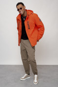 Оптом Куртка спортивная мужская весенняя с капюшоном оранжевого цвета 88026O в Казани, фото 8