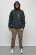Оптом Куртка спортивная мужская весенняя с капюшоном темно-серого цвета 88026TC в Казани, фото 11