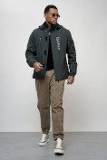 Оптом Куртка спортивная мужская весенняя с капюшоном темно-серого цвета 88026TC в Казани, фото 2