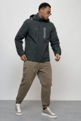 Оптом Куртка спортивная мужская весенняя с капюшоном темно-серого цвета 88026TC в Казани, фото 6