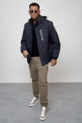 Оптом Куртка спортивная мужская весенняя с капюшоном темно-синего цвета 88026TS в Казани, фото 13