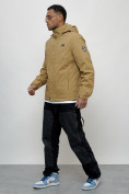 Оптом Куртка спортивная мужская весенняя с капюшоном бежевого цвета 88027B в Екатеринбурге, фото 9