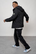 Оптом Куртка спортивная мужская весенняя с капюшоном черного цвета 88027Ch в Казани, фото 8