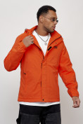 Оптом Куртка спортивная мужская весенняя с капюшоном оранжевого цвета 88027O в Казани, фото 3