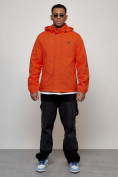 Оптом Куртка спортивная мужская весенняя с капюшоном оранжевого цвета 88027O в Екатеринбурге, фото 4
