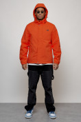 Оптом Куртка спортивная мужская весенняя с капюшоном оранжевого цвета 88027O в Казани, фото 8