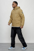 Оптом Куртка спортивная мужская весенняя с капюшоном бежевого цвета 88028B в Казани, фото 10